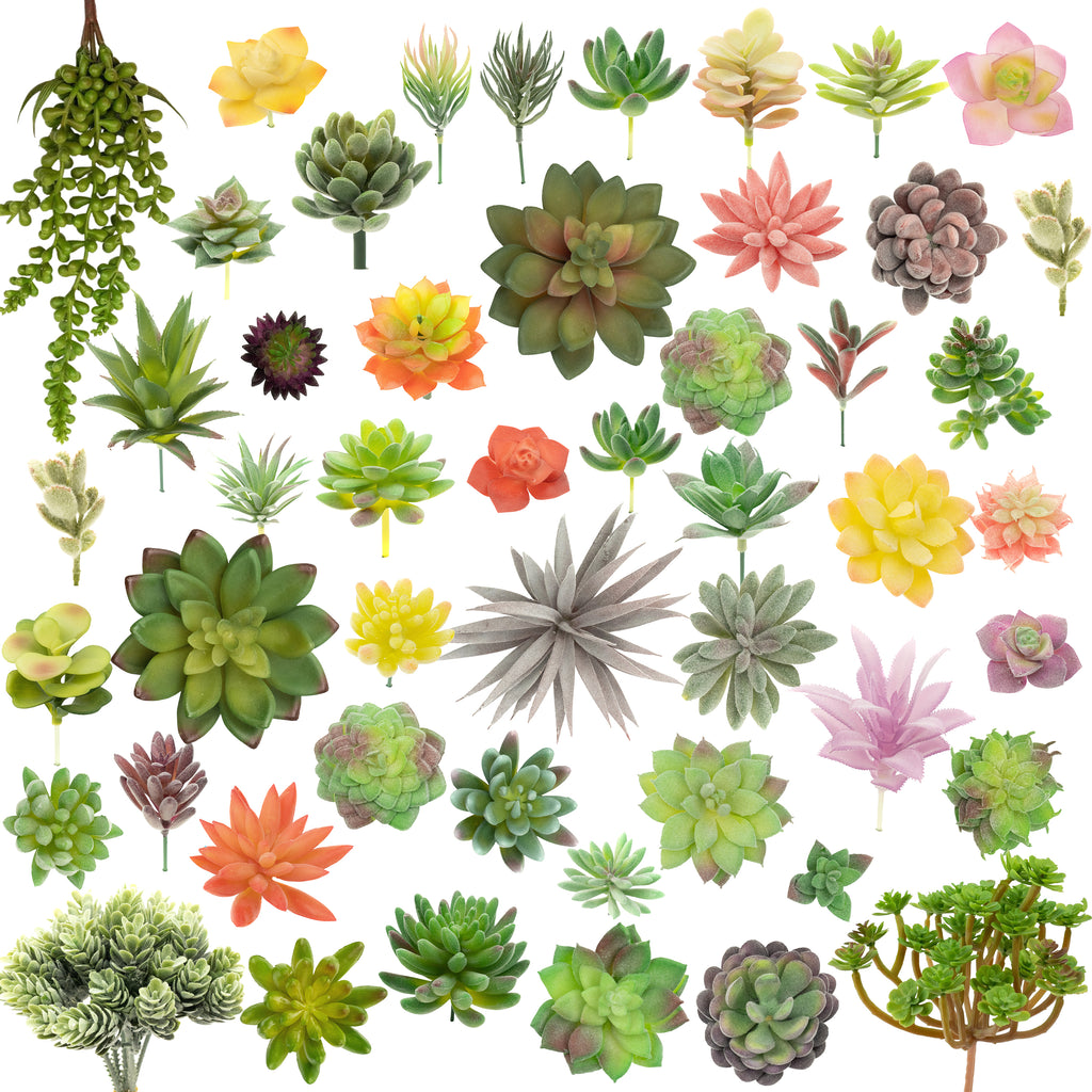 50 Pack - Mixed Artificial Succulents